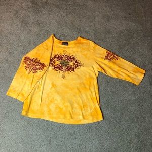 Harley-Davidson Yellow Tye-Dye 3/4 Sleeve